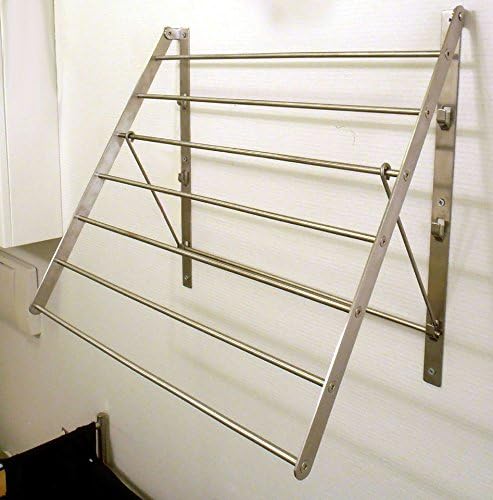 Wall Mounted Clothes Drying Rack - Stainless Steel Collapsible Laundry Rack - Space Saving Folding Accordion Dryer for Indoor & Outdoor Use (32Wx21Dx19H)