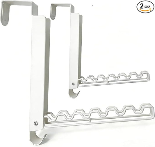 Over The Door Drying Rack, Double Folding Portable Over The Door Hooks for Small Space, Laundry Bathroom Bedroom Travel Storage Drying 2 Pack, White