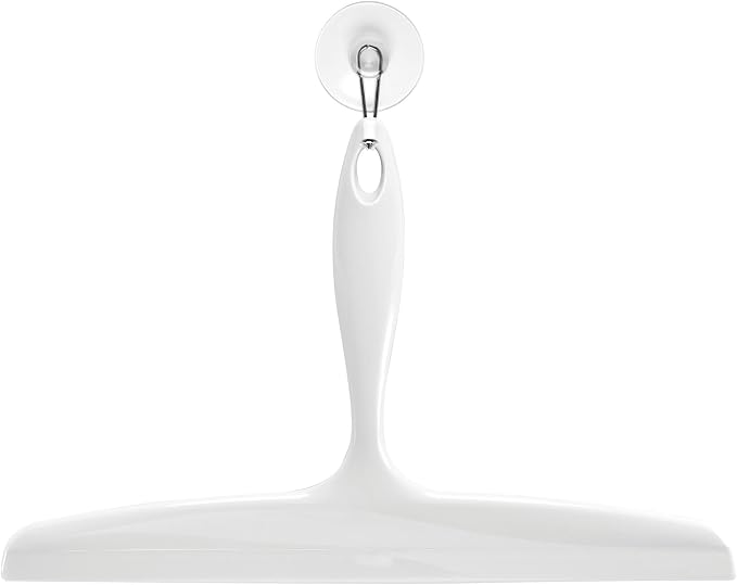 iDesign Bathroom Plastic Shower Squeegee, White | Wall Hook Included