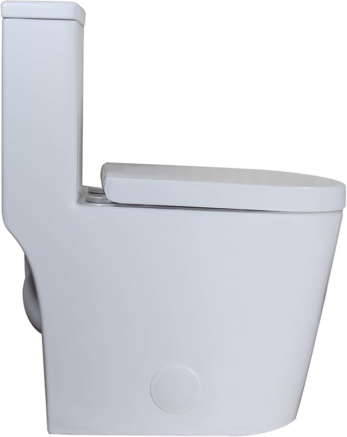 WinZo WZ5089WG Compact One Piece Toilet 23" Depth,Dual Flush Golden Button For Small Modern Bathroom 12" Rough-in White