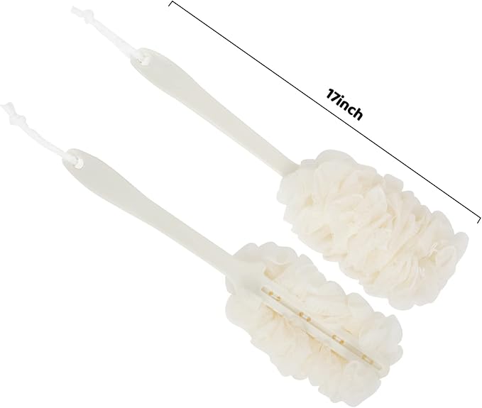 Evmliy Back Scrubber for Shower, Loofah Sponge Brush Exfoliating Body, Long Handle Scrub Brush for Shower with Loofah on a Stick for Back Use, Bathing Accessories Body Brushes (4Pack)