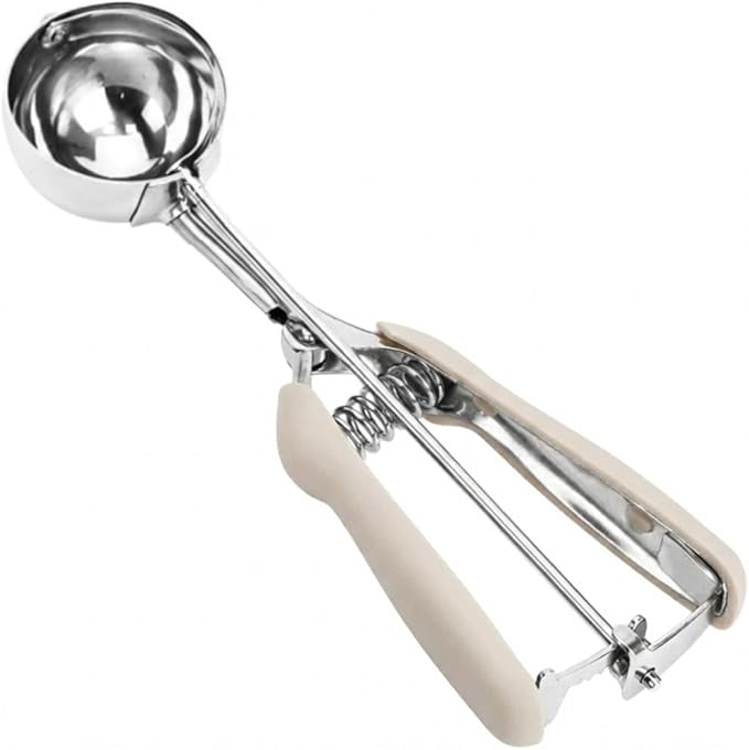 Ice Cream Scoop, Cookie Scoop, 4 Tbsp/ 60 ml/ 2 oz Cookie Scoops for Baking, 18/8 Stainless Steel Cookie Scooper for Baking, Ice Cream Scooper with Trigger Release, Cookie Dough Scoop (White)