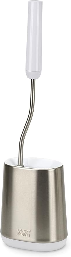Joseph Joseph Flex Lite Stainless Steel Toilet Brush, Pack of 2, White