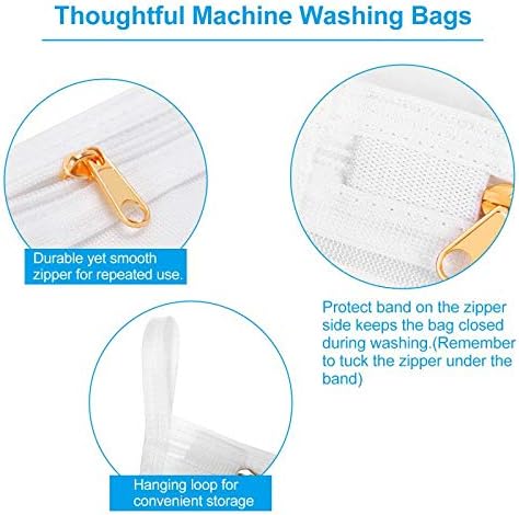 GOGOODA 3 Pack Delicates Laundry Bags, Fine Mesh Wash Bag with Hanging Loop | 3 Size M/L/XL for Lingerie, Shirts, Sweaters, Underwear, Bra, Silk, Socks, etc