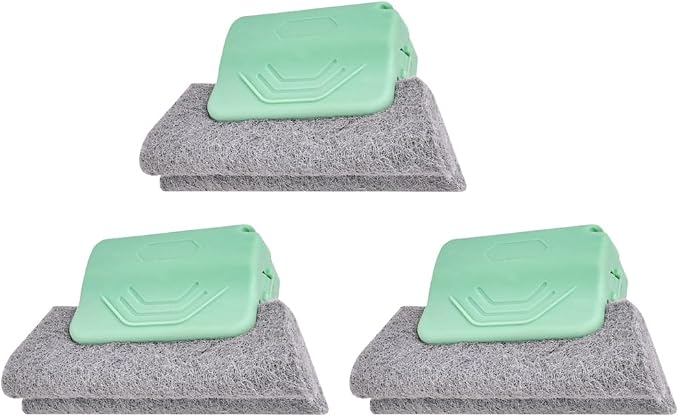 3PCS Car Magic Window Track Cleaner, Vehicle Window Groove Cleaning Brush Tools Set with Handheld, Automotive Air Conditioner Vents Narrow Gaps Clean Brush, Universal Fit (Green)