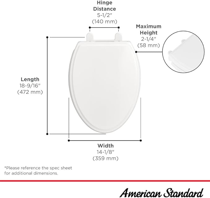 American Standard 5020A65G.020 Traditional Luxury Toilet Seat, Slow-Close, Elongated Front, White (Pack of 2)