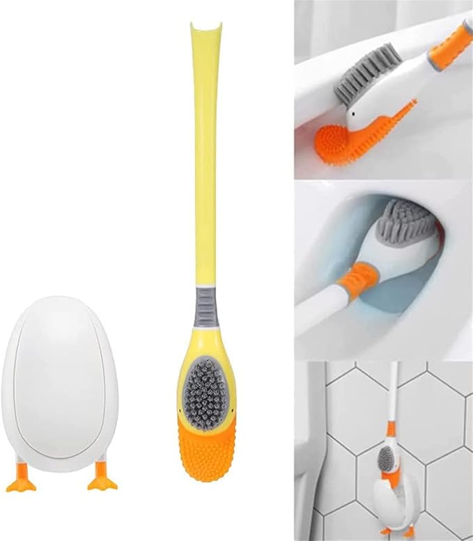 Diving Duck Toilet Brush,Diving Duck Deep Cleaning Home Bathroom Accessories Sets,Revolutionary Soft Silicone Flex Toilet Brush,Creative Silicone Toilet Brush Cleaner Brush (Yellow)