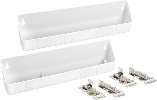Rev-A-Shelf 14" Tip-Out Plastic Sink Trays for Kitchen and Bathroom Base Cabinet, Pull Out Vanity Shelf Home Organizer, White, 6572-14-11-52