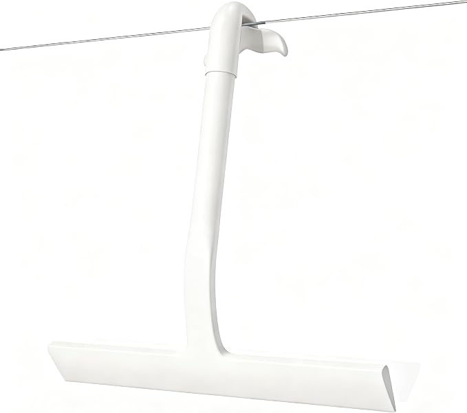 Shower Squeegee for Glass Doors, All-One-Piece Silicone Shower Squeegee with Hook Design for Easy Hanging and Cleaning (White)