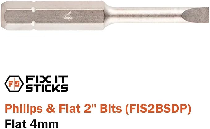 Fix It Sticks 2-Inch 6Pcs Gunsmith Bit Set Compatible with 1/4" Drivers | Multi-Purpose Durable Nickel Finished Screwdriver Pack, Holder Included, Philips & Flat, FIS2BSDP