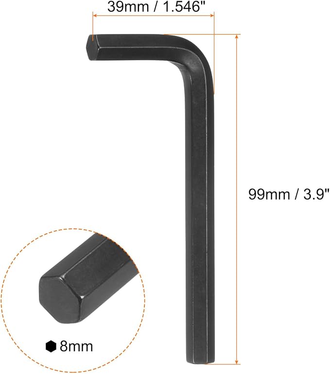 HARFINGTON Hex Key Wrench 8mm L-Shape Hexagon Metric Wrenches Chrome Vanadium Steel Repairing Tool for Home Repair, Black