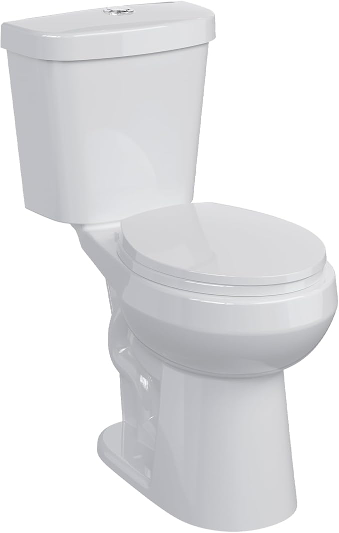 Two-Piece Toilets for Bathrooms, Comfort ADA Toilet with 19" Height, Round with Soft Close Seat, Power Flush 1.28 GPF
