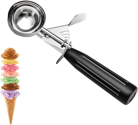 TOPKITCHEN Commercial-Grade Ice Cream Scoop 1 oz, 18/8 Stainless Steel Cookie Scoop with Plastic Handle, Portion Control Disher Scoop for Bakeries,Restaurants & Dessert Shops, #30, Black