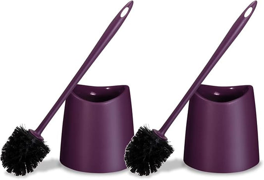 Toilet Brush Cleaner and Holder Purple 2 Pack Toilet Bowl Cleaner Brush with Scrubbing Wand, Brush and Storage Caddy for Easy Bathroom Cleaning