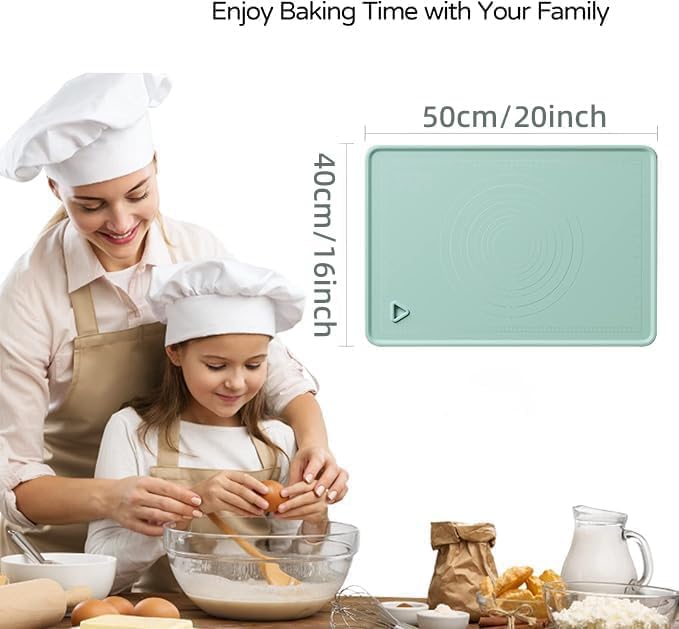 Silicone Baking Mat, 20"X16" Extra Large Non-stick Silicone Mat With High Edge, Food Grade Silicone Dough Rolling Mat For Making Cookies, Macarons, Multipurpose Mat, Countertop Mat, Placemat