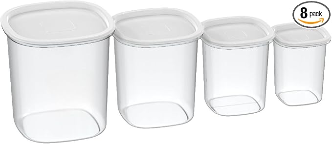 8-Piece Plastic Pantry Food Storage Container Set | Dry Food Storage, Pantry Organization, Kitchen Canisters, 8 Piece Set