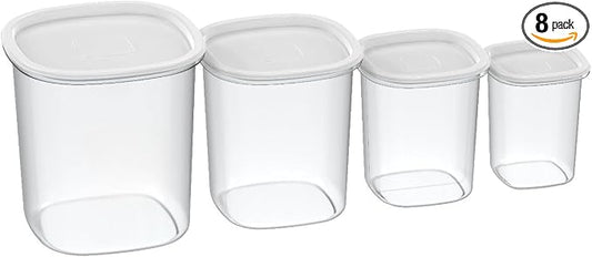 8-Piece Plastic Pantry Food Storage Container Set | Dry Food Storage, Pantry Organization, Kitchen Canisters, 8 Piece Set