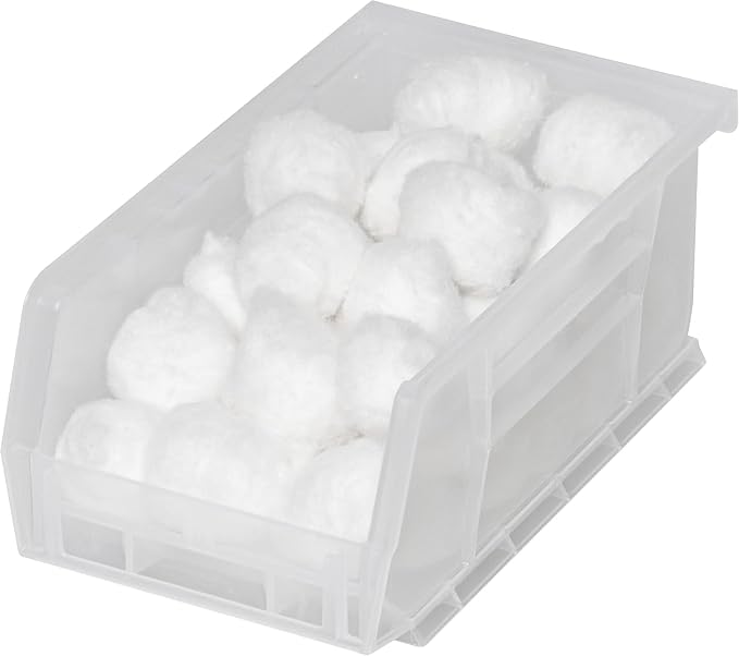 Akro-Mils 30220 AkroBins Plastic Storage Bins, Space-Saving Stackable Bins for Garage, Pantry, Craft Organization, 7" x 4" x 3", Clear, 24-Pack
