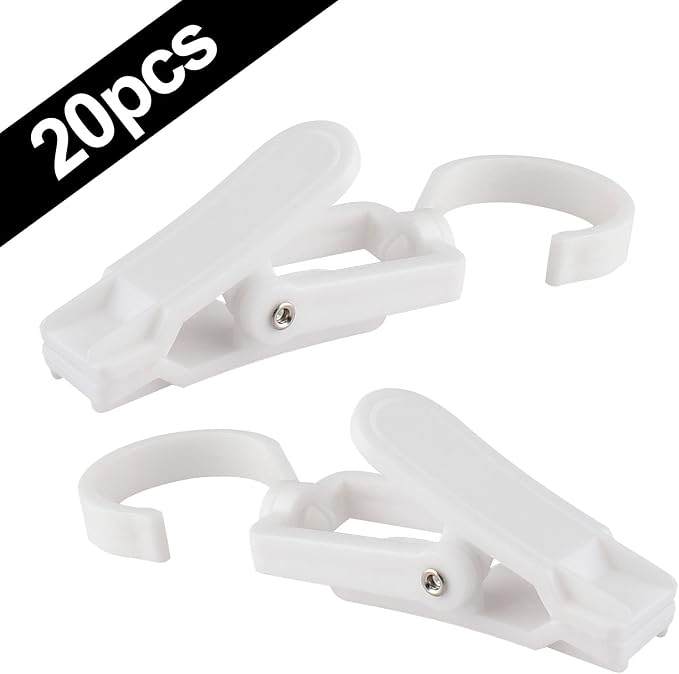 Jiozermi 20 PCS Laundry Hooks Clip, White Plastic | Plastic, Super Strong, Swivel Hooks, For Clothing Store Home Office & Workshop