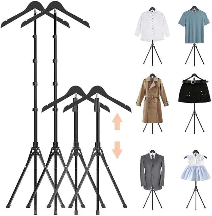 4 Pack Adjustable Shirt Display Stand 32-63 Inch, Foldable Clothing Display Stand Mannequin Torso for Retail Vendors, Multi-Use Steamer Rack Stand for Clothes Garment