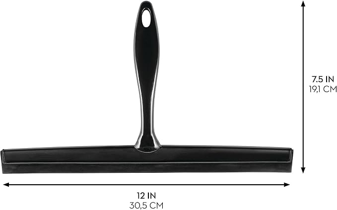 iDesign Bathroom Shower Squeegee, Black/Clear | Wall Hook Included