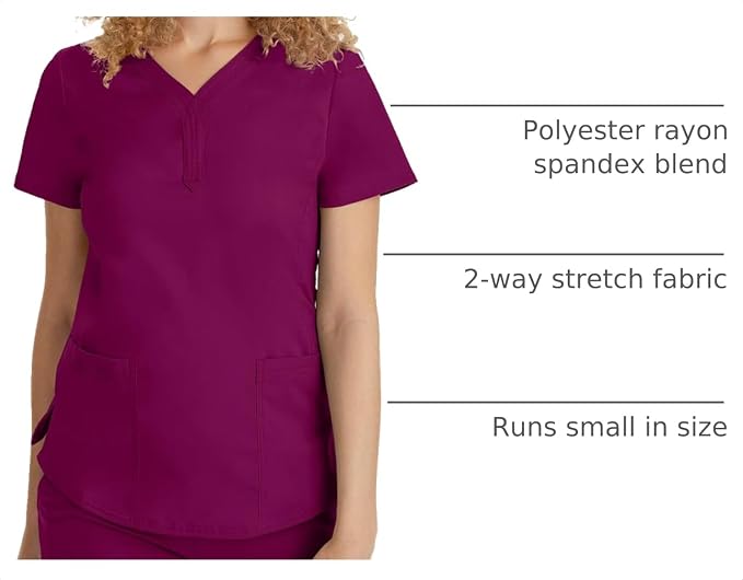 Healing Hands Purple Label Jane Scrub Top for Women Y-Neck Design | 2 Patch Pockets, Slim Fit Side Vents, Fitted Shirttail Silhouette, Breathable Comfort, Easy Care Fabric, Made for Every Shift