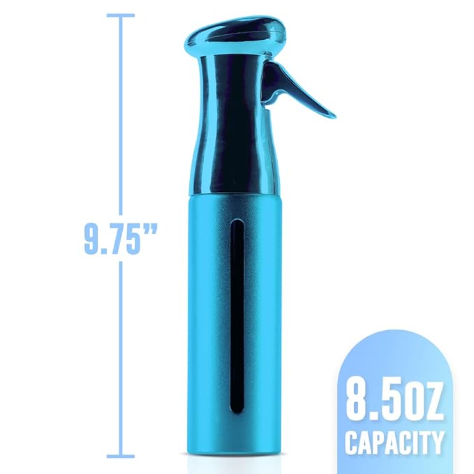 Colortrak Luminous Spray Bottle, 250ml/8.5oz Bottle with Full 360° Distribution, Easy-Use Pump, Quick View Window to Monitor Water Level, Eco-Friendly, Aqua
