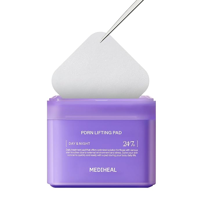 MEDIHEAL PDRN Lifting Toner Pads, Pore & Wrinkle Care (100 Count) | with Niacinamide, Glutathione | Pore Minimizing, Firming, Skin Renewal | Stretchable Pads | Korean Derma Toner Pads