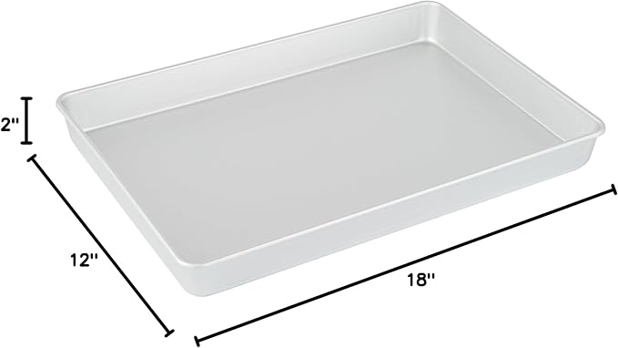 Restaurantware-Met Lux 18 x 12 x 2 Inch Straight-Sided Baking Tins, 12 Rectangular Cake Pans - Oven-Ready, Freezable, Anodized Aluminum Baking Sheet Cake Pans, Greaseproof, For Birthday Cakes