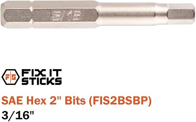 Fix It Sticks 2-Inch 6Pcs Gunsmith Bit Set Compatible with 1/4" Drivers | Multi-Purpose Durable Nickel Finished Screwdriver Pack, Holder Included, SAE Hex, FIS2BSBP