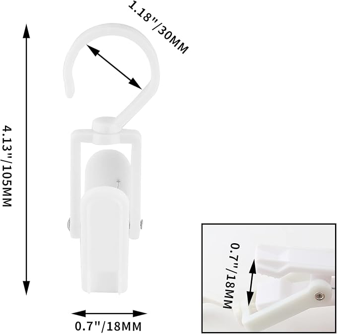 Jiozermi 10 PCS Laundry Hooks Clip, Plastic, White | Super Strong, Swivel Hooks, For Clothing Store Home Office & Workshop