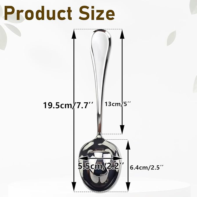 Serving Spoons with Deep Bowl,18/10 Stainless Steel 7.7 Inch Small Serving ladle for Soup,Sauce, Porridge,Stew,Dishwasher Safe,Set of 2