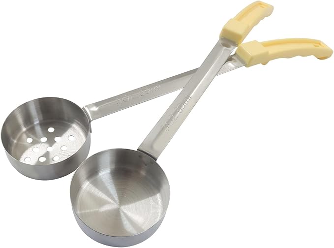 Hordion 4 Pcs Portion Control Serving Spoons Ladle Scoops, Food Measuring Ladle Utensils Proportion Manage Slotted and Unslotted Scoops for Weight Loss(Beige, 3oz)
