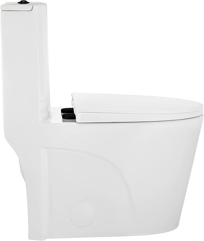 St. Tropez One Piece Elongated Toilet Dual Vortex™ Flush, Black Hardware