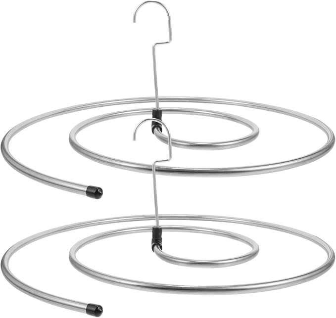 Cabilock 2Pcs Heavy-Duty Stainless Steel Rotatable Spiral Drying Rack for Large Bed Sheets and Towels Windproof Laundry Hanger Set for Home Use