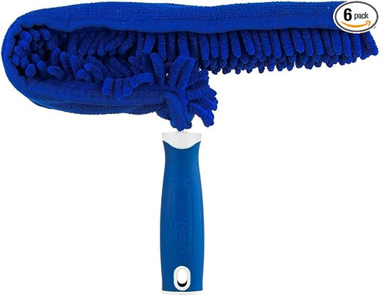 UngerConnect and CleanMicrofiberCeiling FanDuster,Household CleaningSupplies,Reusable and MachineWashableSleeve Compatible with ThreadedPoles for HigherAccess 2inch Brush Thickness(Pack of 6)