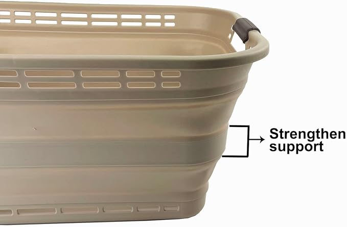 SAMMART 42L (11 Gallons) Collapsible Plastic Laundry Basket - Foldable Pop Up Storage Container/Organizer - Portable Washing Tub - Space Saving Hamper/Basket [BPA Free] (Apricot/Brown)