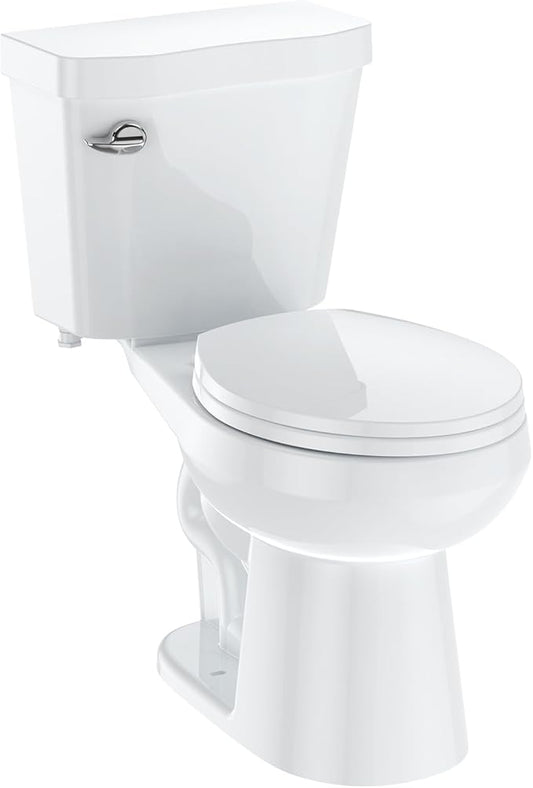 Two-Piece Toilets for Bathrooms, Comfort ADA Height 17.5", Round with Under-Locking Lid, Soft Close Seat, Powerful Flush 1.28 GPF