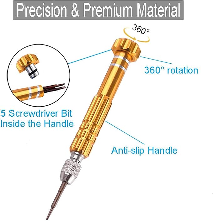ESINAM Portable Glasses Screwdriver for Eyeglass Repairing, 13 In 1 Mutifuntional Precision Screwdriver Set for Sunglasses,Watch, Laptop, Electronics, Cellphone and Jewelry - Magnetic Bits