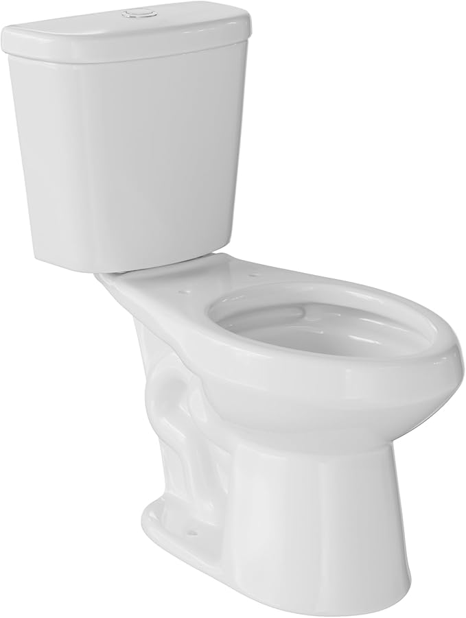 Two Piece Toilet with 17" ADA Height, Elongated Ceramic Bowl without Lid - Side Push Handle, CUPC Certified, Water Efficient 1.28 GPF