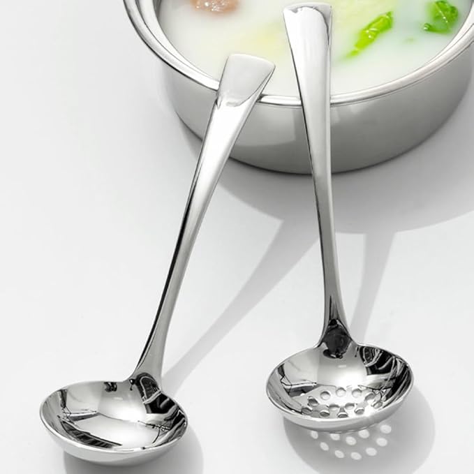 7.7 Inch Small Ladle,Pack of 2,Premium 18/10 Stainless Steel Kitchen Ladle for Soups,dressings,Sauces,Gravy,Stews and More,Silver