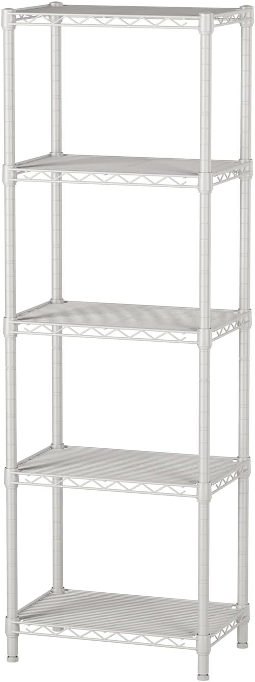 Golpart 5Tier Adjustable Storage Shelves Metal Wire Shelving Standing Shelf | Utility Heavy Duty Unit Rack Closet Organize for Home Kitchen Laundry Room Organization Pantry 10"Dx16"Wx55"H White