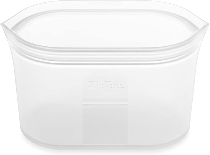 Zip Top Reusable Food Storage Bags | Medium Dish [Frost] | Silicone Meal Prep Container | Microwave, Dishwasher and Freezer Safe | Made in the USA