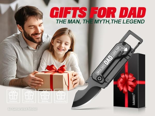 Dad Gifts - Fathers Day Ideas Gifts for Dads, Portable Tool - Fathers Day Dad Gift from Daughter, Son, Wife - Dads Birthday Gift, Christmas Dad's Presents for Husband, Stepdad, Men - Keychain Presents