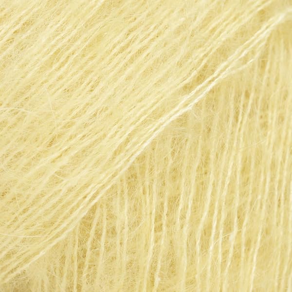 Mohair and Silk Yarn Drops Kid-Silk, 0 or Lace, 2 Ply, 0.9 oz 230 Yards per Ball (73 Misty Yellow)