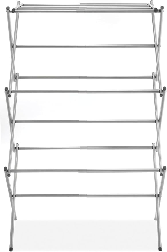 Whitmor Foldable Clothes Drying Rack: 3 Tier Laundry Drying Rack, Collapsible Drying Rack Clothing, Portable Space Saving Clothing Rack for Indoor Outdoor, 17" D x 27.8" W x 41.5" H, Carbon Steel
