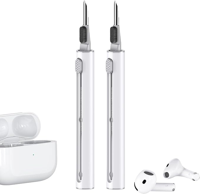 Inesore Multi Cleaning Pen for AirPods & All Bluetooth Earbuds(White+White) | Metal Tip, High-Density Soft Brush, Flocked Sponge Tip, 3 in 1 Design, Compact & Lightweight, Easy Operation, Easy to Carry