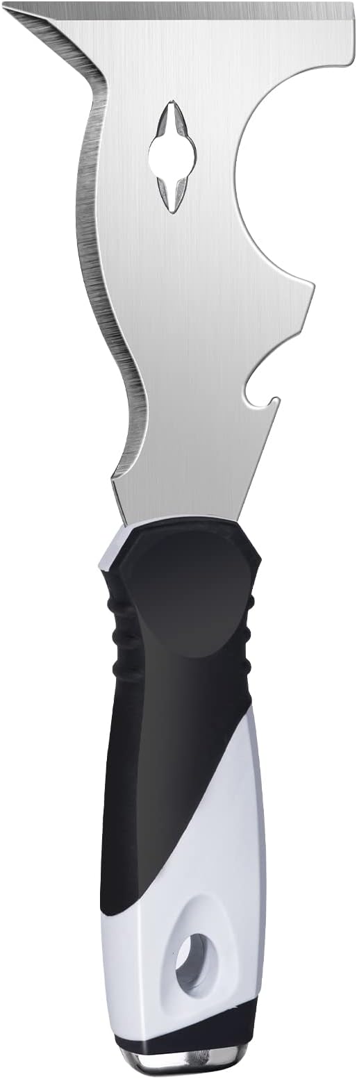 Mister Rui 10-in-1 Putty Knife, MultiUse Paint Scraper Tool, Hammer End | Versatile putty knife and scraper tool for paint removal, floor scraping. Multi-use tool for cleaning and repairing