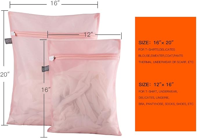 Lingerie Bag for Washing Delicates, Pink Laundry Bag for Delicates | Mesh Washing Bags for Wash Intemates, Underwear, Bra, Delicates, Tumble Dryer Safe, Privacy, For Women, Lady, Gril