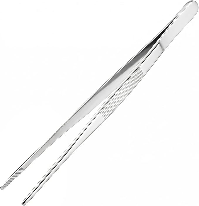 12-Inch Kitchen Tongs & Tweezers, Premium Cooking Utensils for Grilling, BBQ & Meat Handling, Stainless Steel Tong & Tweezer for Home Kitchen 1Pcs HULZJIL